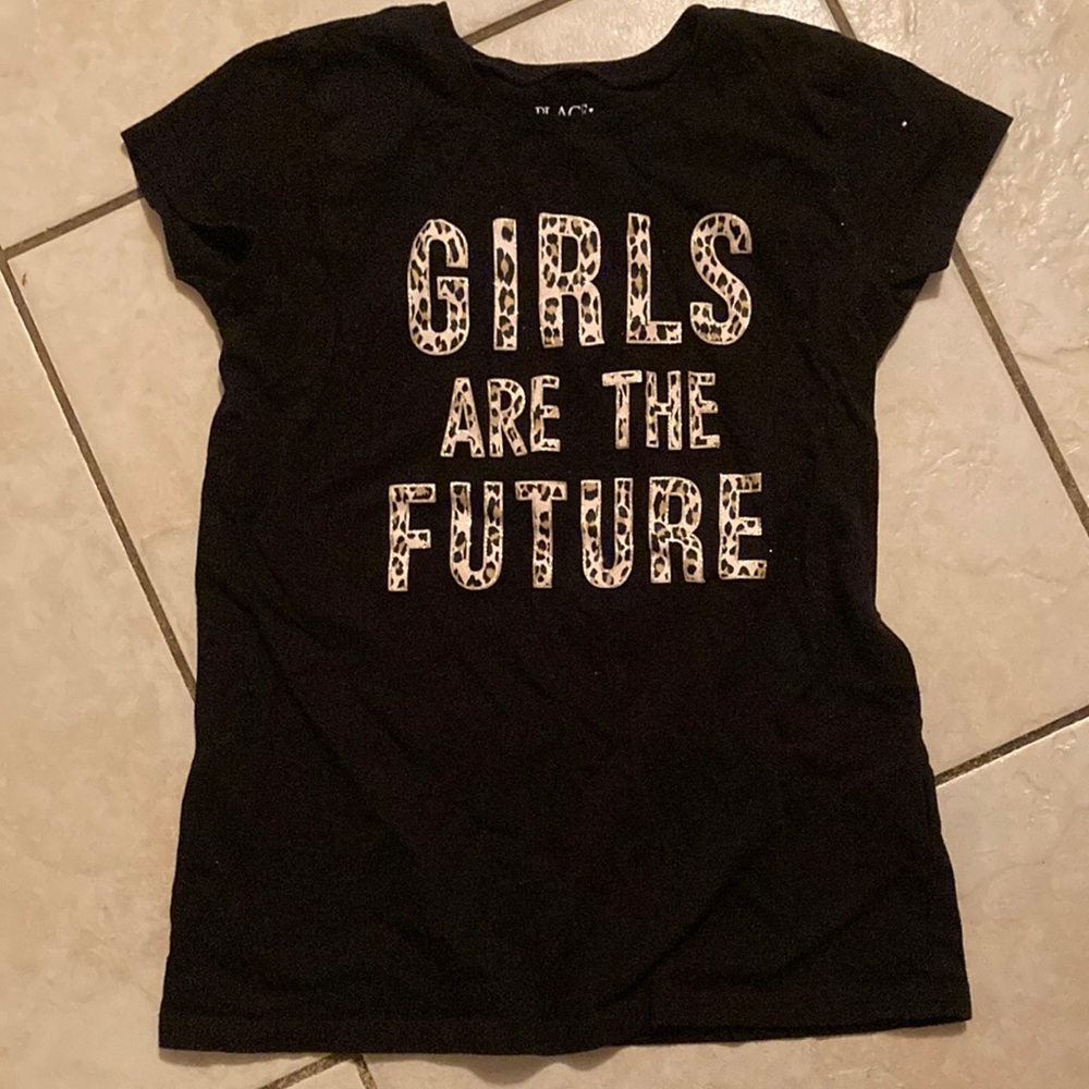 Girls Are The Future Leopard Print Graphic Tee - Black